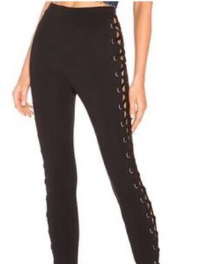 Lovers + Friends Black Lace-Up Side shows skin sexy size small faux suede